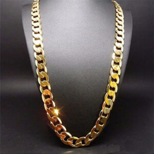 Puur Goud Kleur Ketting Sieraden, Plated 24k Gold 10mm Heavry Ketting Voor Mannen 20&apos;&apos;, 22 &quote; , 24&quote; , 26&quote; , 28&quote; ,30&quote;