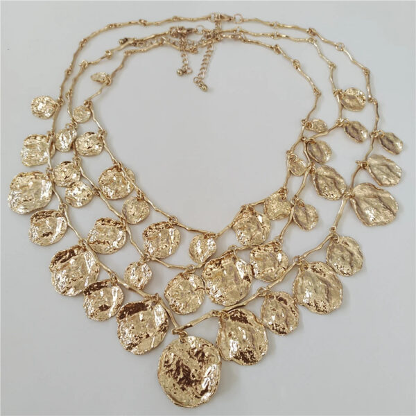 2025 New Vintage Punk Irregular Textured Medallion Metal Choker Necklace Earrings Women Jewelry Set Indian Statement Necklace