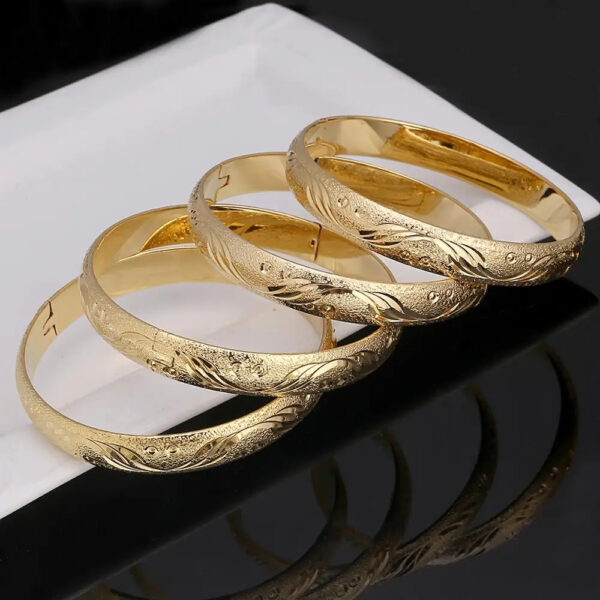 24k Gold Color Africa Ethiopian Bangle Dubai Bangle for Women Charms Bangle Jewelry Gifts