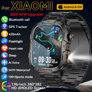 2025 For Xiaomi Outdoor Sports Smart Watch GPS trackr 5ATM Flashlight 1.96&quote; HD Display Screen Bluetooth call Men Fitness Watches