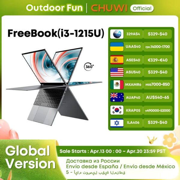 CHUWI FreeBook Laptop i3-1215U / N100 Processor 13.5&quote; IPS Screen 2 In 1 Laptop Tablet PC 12GB RAM 512GB SSD Support Stylus