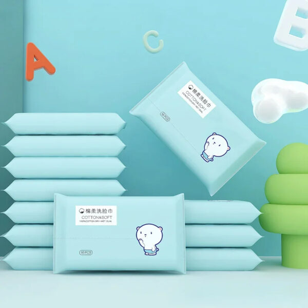 16pcs/bag Soft Face Tissue Pearl Pattern Disposable Face Towel Face Washing Travel Portable Cotton Tissue Wet Dry Multi Use Wipe