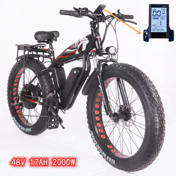 Fat bicycle electric bicycle 1000W 2000W snowmobile 48V 17ah outdoor mountain bike men&apos;s 4.0 fat tire eBike eletrica bicileta