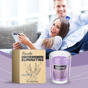 Roxelis 120g Lavender Aromatherapy Candle Romantic Dating Atmosphere Air Fresh Long Lasting Floral Scent Deodorant Perfume Candl