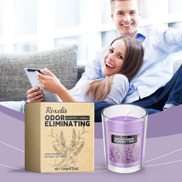 Roxelis 120g Lavender Aromatherapy Candle Romantic Dating Atmosphere Air Fresh Long Lasting Floral Scent Deodorant Perfume Candl