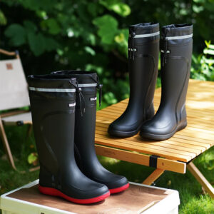Men&apos;s Women&apos;s High-End Rain Boots Closed Rainproof and Waterproof Short and Mid.Calf Length Non-Slip Drawstring Rubber Boots
