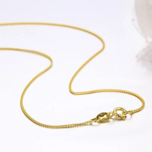 35cm-80cm Thin 925 Sterling Silver W/ Yellow Gold Colour Curb Chain Choker Necklaces Women Girls Jewelry Kolye Collares Collier