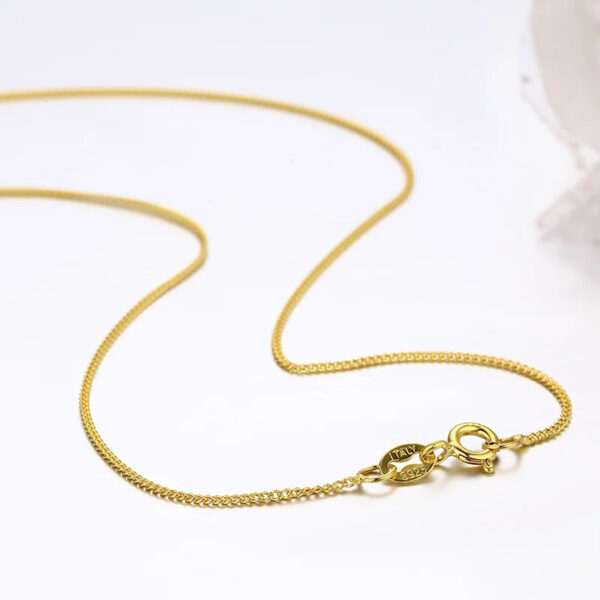 35cm-80cm Thin 925 Sterling Silver W/ Yellow Gold Colour Curb Chain Choker Necklaces Women Girls Jewelry Kolye Collares Collier
