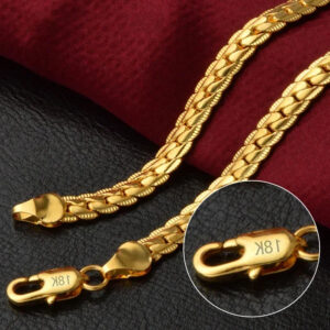 KCRLP Luxury 925 Sterling Silver 5MM 18K Gold Sideways Chain Necklace for Woman Men Boy Fashion Wedding Engagement Jewelry Gifts