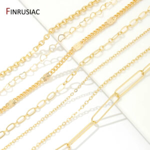 DIY Jewelry Making Chain Multi Types 14K Gold Plated Brass Metal Round Link Cable Chains For Needlework Diy Jewelry Accessories