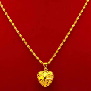 24K Gold AU999 Heart-Shaped Teardrop Pendant for Women - Elegant and Graceful Design, Perfect for Any Occasion