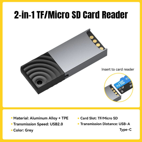 Essager 2 in 1 Card Reader Type C & USB2.0 to Micro SD/TF Memory Card Device High Speed Cardreader for Phone Laptop Accessories