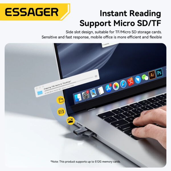 Essager 2 in 1 Card Reader Type C & USB2.0 to Micro SD/TF Memory Card Device High Speed Cardreader for Phone Laptop Accessories