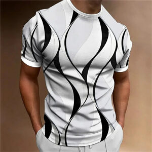 Men's Vintage Striped T-Shirt – Casual Loose Fit 3D Print in Black & White | Harajuku Style High-Quality Fashion Tee