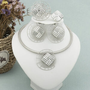 Luxury Earrings Necklace Women Classic New Big Jewelry Set Lady Round Earring Italian Style African Female Party Wedding Gift