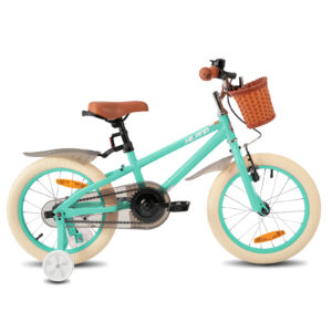 Hiland Kids Bicycle 14/16/18 Inch with Training Wheels – Green/Pink Girls Bike with Handbrake, Coaster Brake & Front Basket