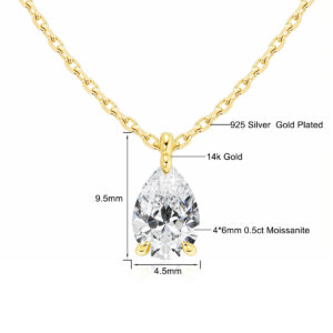Kirin Palace 585 Gold 14K Pendant Moissanite Diamond Pear Cut 0.5ct 1ct 2ct Women Engagement Birthday Gifts Luxury Jewelry