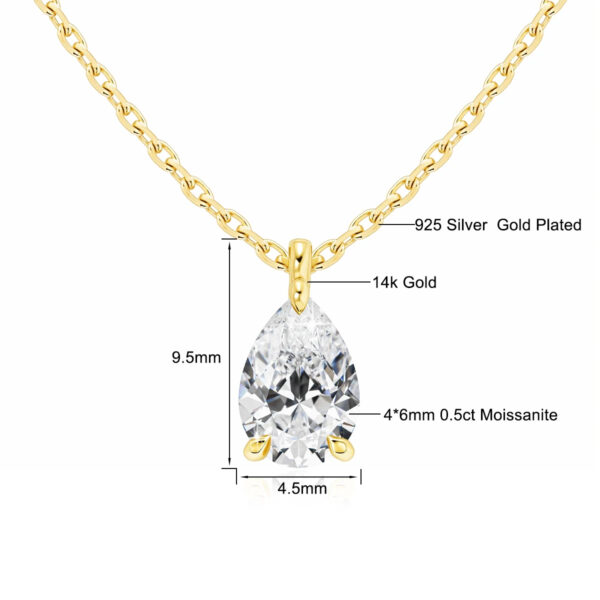 Kirin Palace 585 Gold 14K Pendant Moissanite Diamond Pear Cut 0.5ct 1ct 2ct Women Engagement Birthday Gifts Luxury Jewelry
