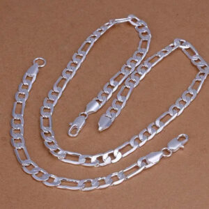 Hot popular 925 Sterling Silver 18K Gold noble 6MM Geometry Bracelets Neckalce Jewelry Sets for Women Men Fashion Gifts Wedding