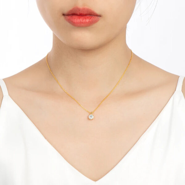 6.5mm 1.0 carat D Moissanite Solitaire Drop Necklaces 18k Gold Plated Pendant Original Real 925 Silver Chain Jewelry for Women