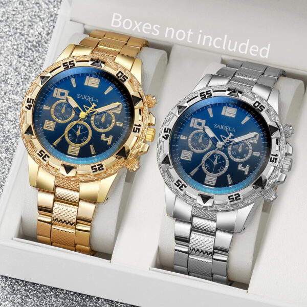 2pcs/set Men Business Watches Fashion Arabic Dial Steel Band Male&apos;s Quartz Watch Set Without Box）