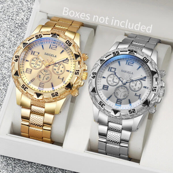2pcs/set Men Business Watches Fashion Arabic Dial Steel Band Male&apos;s Quartz Watch Set Without Box）
