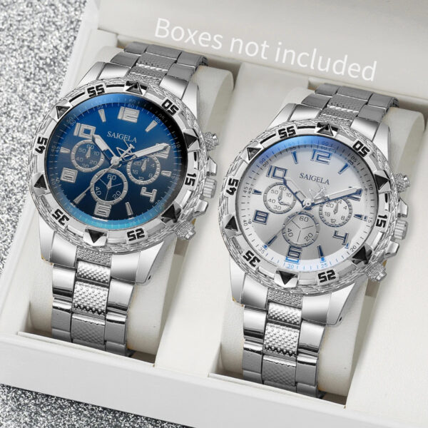 2pcs/set Men Business Watches Fashion Arabic Dial Steel Band Male&apos;s Quartz Watch Set Without Box）